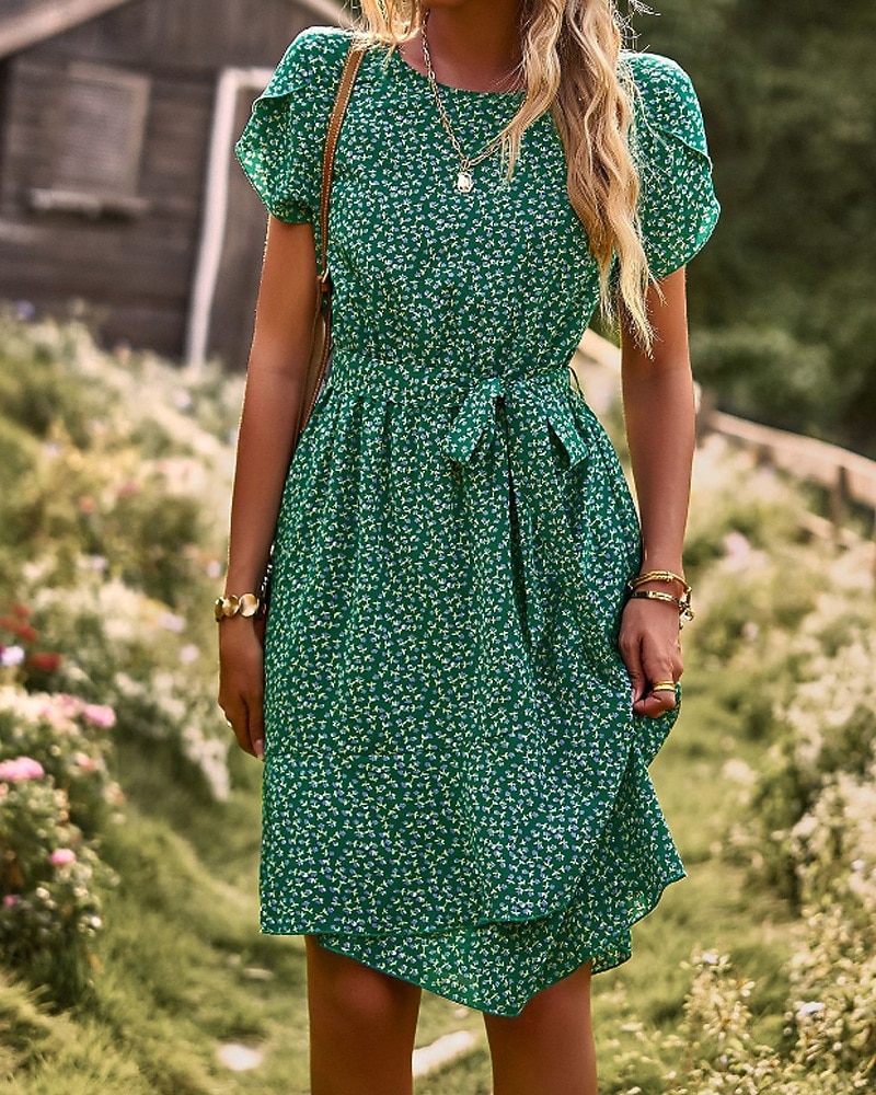 Pentru femei Rochie Mini Rochie florala Rochie Boho Rochie imprimata Modă Clasic Modern Vacanță Concediu Ieșire Fit regulat Floare Manșon scurt Stil Nautic Roșu-aprins Albastru piscină Maro Trifoi 2025 - $27.99 –P11