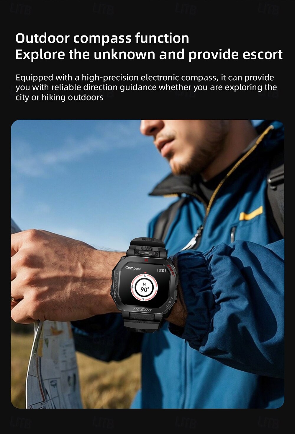 LOKMAT OCEAN GT Умные часы 1.75 дюймовый Смарт Часы Bluetooth Педометр Напоминание о звонке Датчик для отслеживания сна Совместим с Android iOS Женский Мужчины 2025 - $48.99 –P10