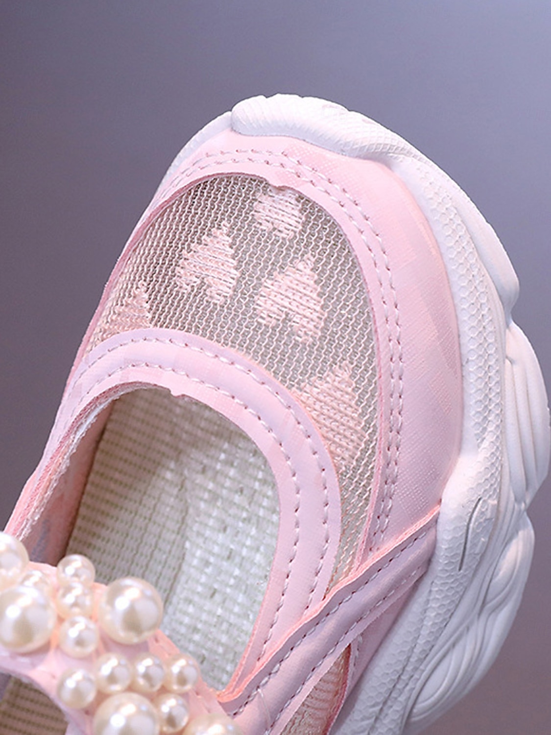 Rosa Mary Jane-sneakers i netting med perlemorrem til jenter – pustende, lette sportssandaler til skolestart, for lekeplass og hverdagsbruk 2025 - $24.99 –P6