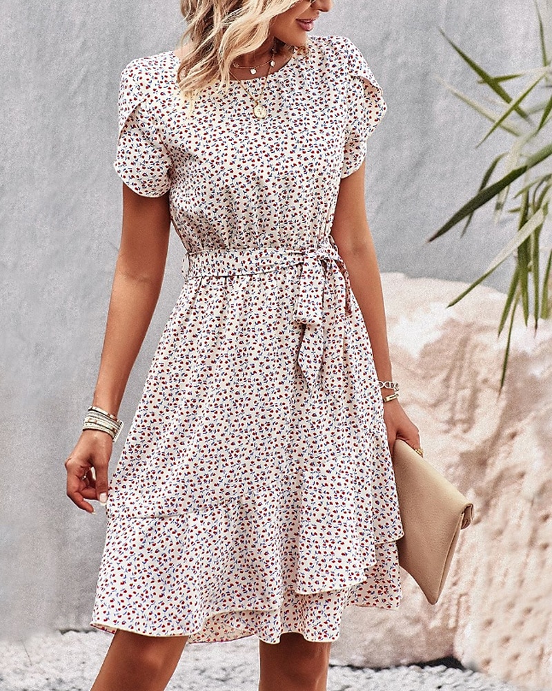 Pentru femei Rochie Mini Rochie florala Rochie Boho Rochie imprimata Modă Clasic Modern Vacanță Concediu Ieșire Fit regulat Floare Manșon scurt Stil Nautic Roșu-aprins Albastru piscină Maro Trifoi 2025 - $27.99 –P17