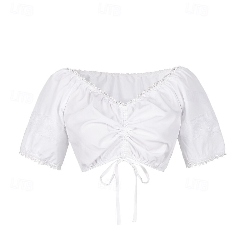 Rochie de dirndl cu flori pentru femei cu șorț roz și bluză pentru festivalul de bere Oktoberfest Wiesn 2025 - $59.99 –P6