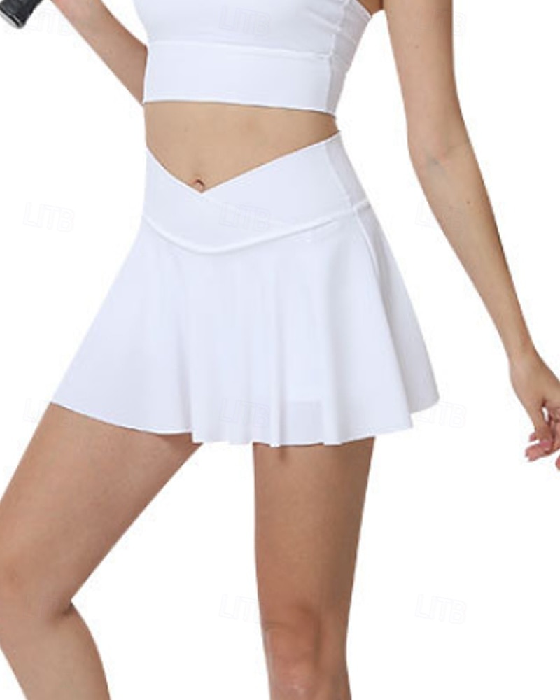 Per donna Tinta unita Gonna casual Gonne da tennis con pantaloncini Arricciato Traspirante Tennis Golf Pickleball Nero Bianco Rosa Abbigliamento da tennis del 2026 a $25.99 –P6