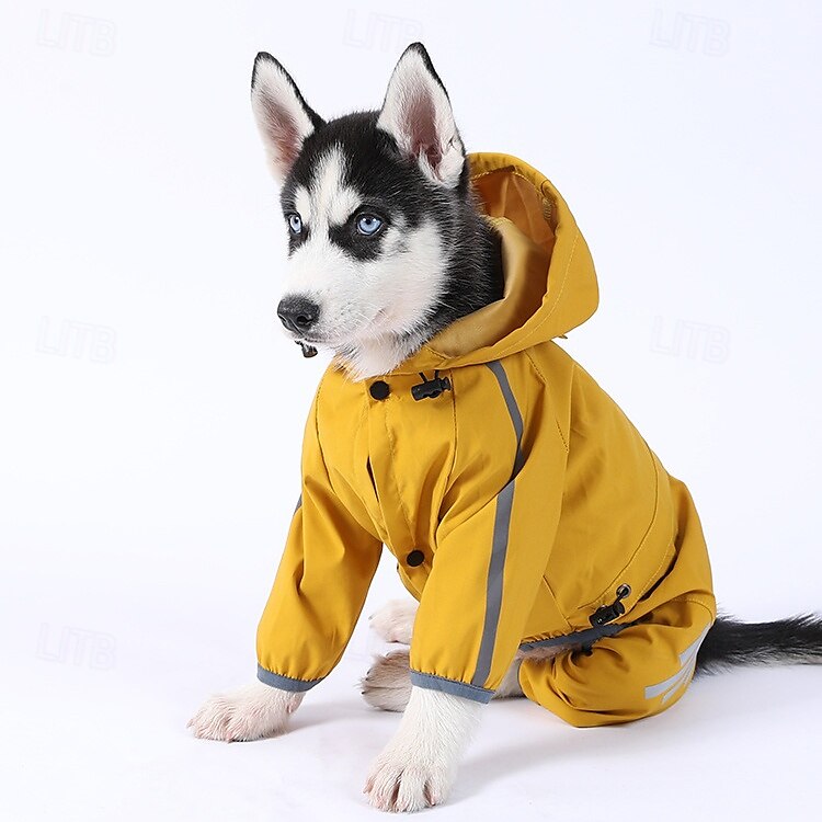Capa de chuva para cachorro, capa de chuva impermeável com capuz, capa de chuva refletiva alta para animais de estimação com furo para guia para cães pequenos, médios e grandes de 2025 por $18.49 –P14