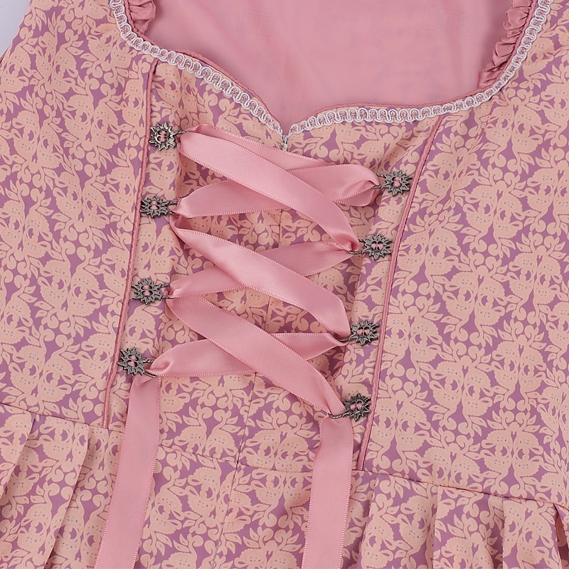 Women's Bavarian Dirndl Dress Costume with Lace Apron and Blouse Pink Satin Embroidery Outfit for Oktoberfest Festival 2026 - $80.99 –P11