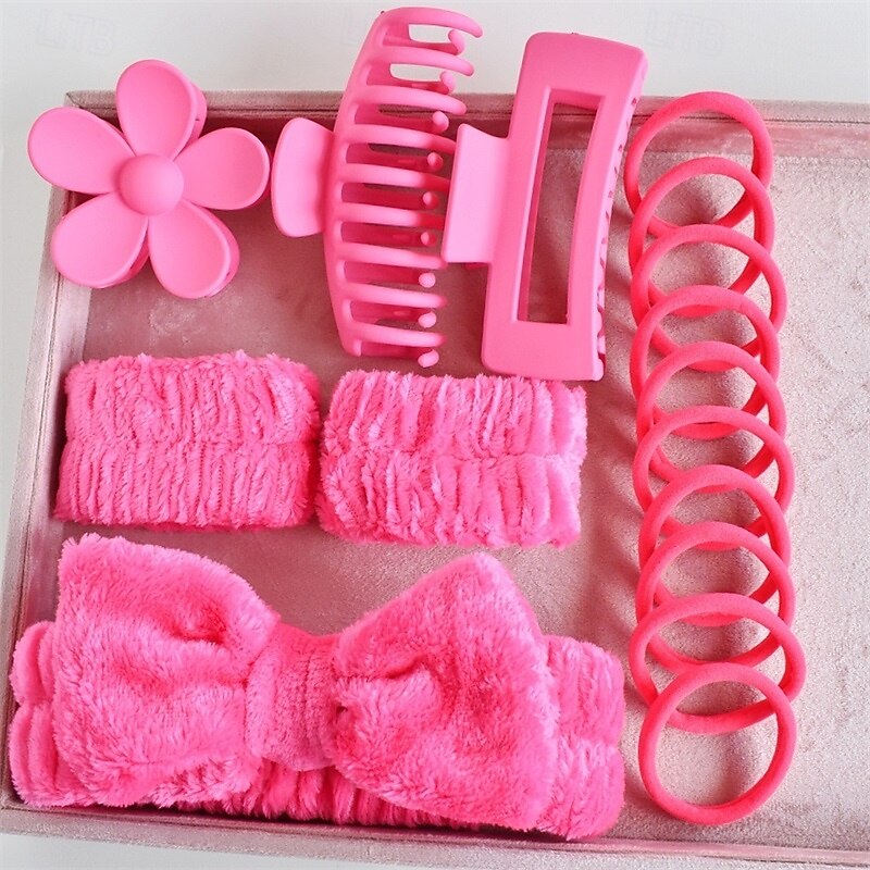 Conjunto de 16 faixas de cabeça para cuidados com a pele, conjunto de faixas de cabeça para lavagem facial, spa e maquiagem, incluindo 1 faixa de cabelo, pulseira, 3 grampos de cabelo e 10 elásticos de 2025 por $9.49 –P2