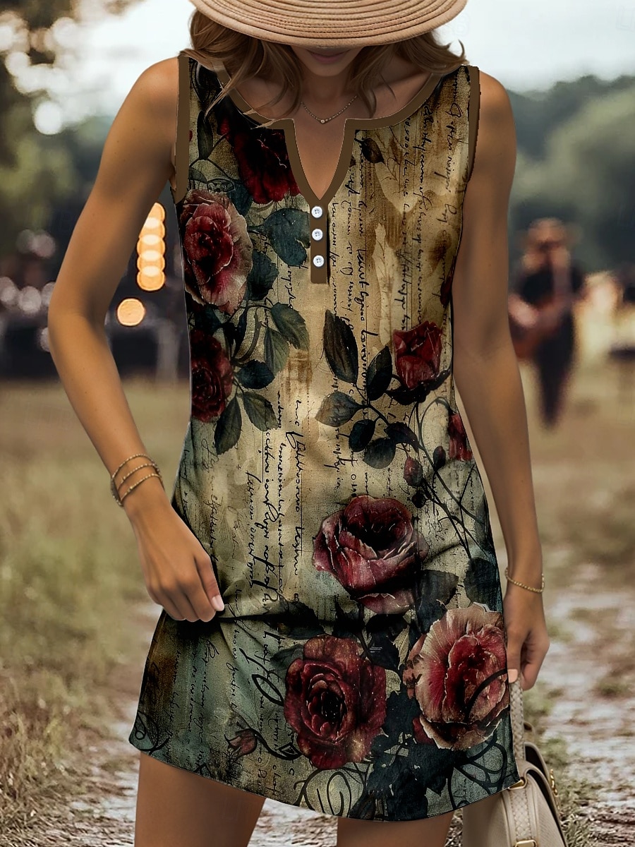 Damen Minikleid Sommerkleid Shiftkleid Schulterfreies Kleid Urlaub Lässig Ausgehen Normale Passform Blumen Grafik Buchstabe Ärmellos V Ausschnitt Rote Blau Purpur Grün Sommer Frühling 2025 - $21.99 –P1
