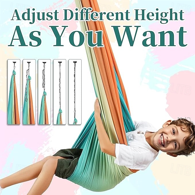 sensorische schommel voor kinderen en volwassenen, geschikt voor 136 kg aan binnen- en buitensensorische schommel, dubbele laag behandeling voor kinderen met autisme, inclusief ophangset 2026 - $92.99 –P3