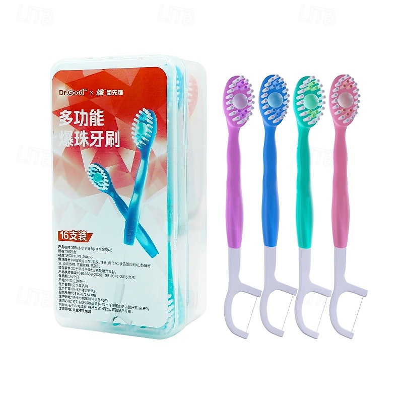 Mini escovas de dente descartáveis 5 em 1 com pasta de dente, raspador de língua, palitos, estojo de viagem para fio dental, escovas de dente de viagem pré-coladas para trabalho ou viagem, escovas de 2025 por $9.99 –P4