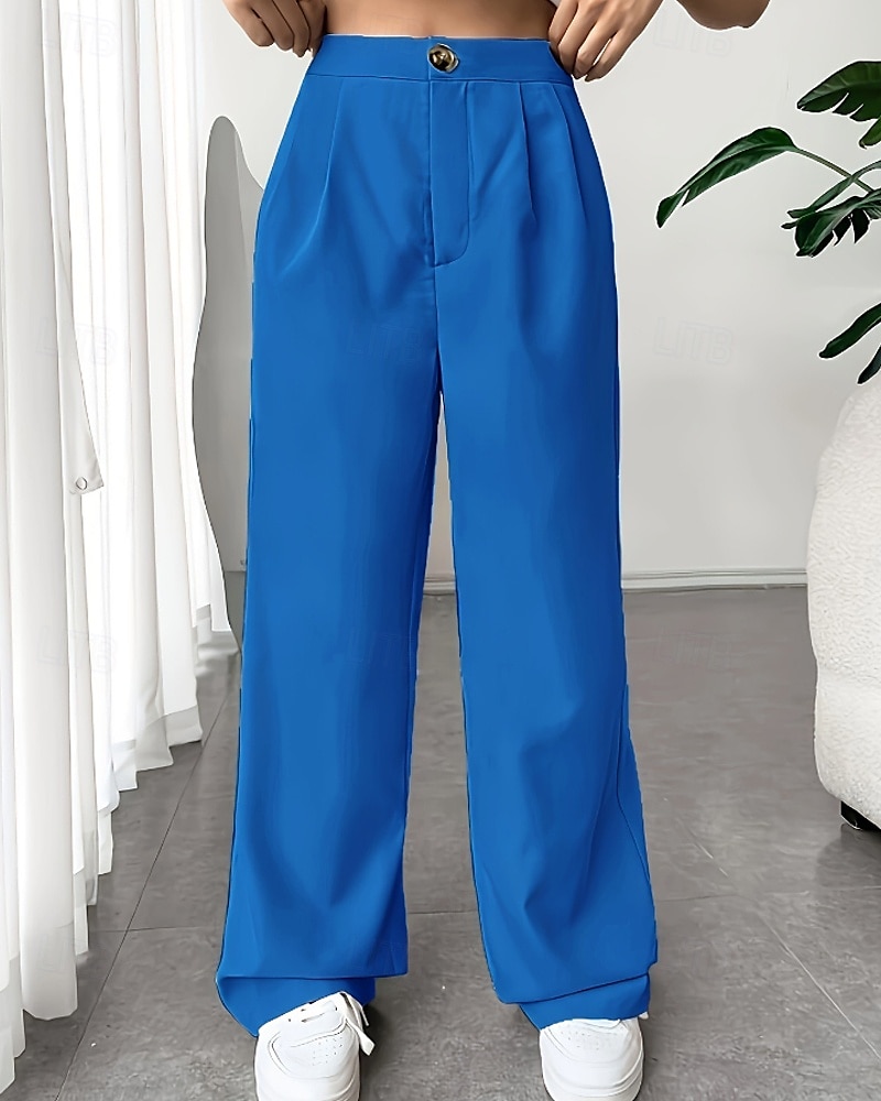 Per donna Gamba larga Pantaloni Eleganti Pantaloni Elegante Lunghezza intera Naturale Semplice Tasca Comodo All'aperto Confortevole All'aperto Ferie Weekend Verde mela Vinaccia Verde translucido del 2025 a $22.99 –P11