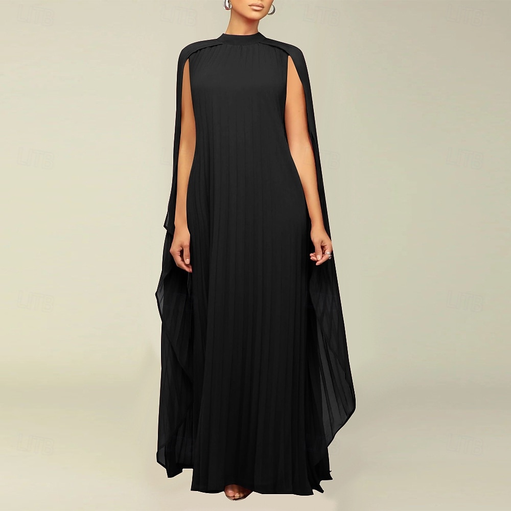 Abiti A-Line Quinceanera elegante abito formale matrimonio lunghezza al pavimento maniche lunghe scollo alto chiffon con pieghe del 2025 a $119.99 –P27