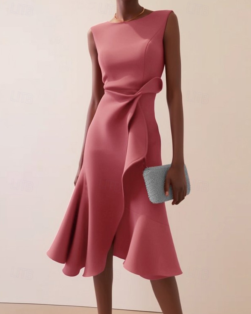 Women's Midi Dress Prom Dress Party Dress Fashion Modern Party Evening Party Date Regular Fit Plain Sleeveless Crew Neck Pink Green Khaki Summer 2025 - $24.99 –P2