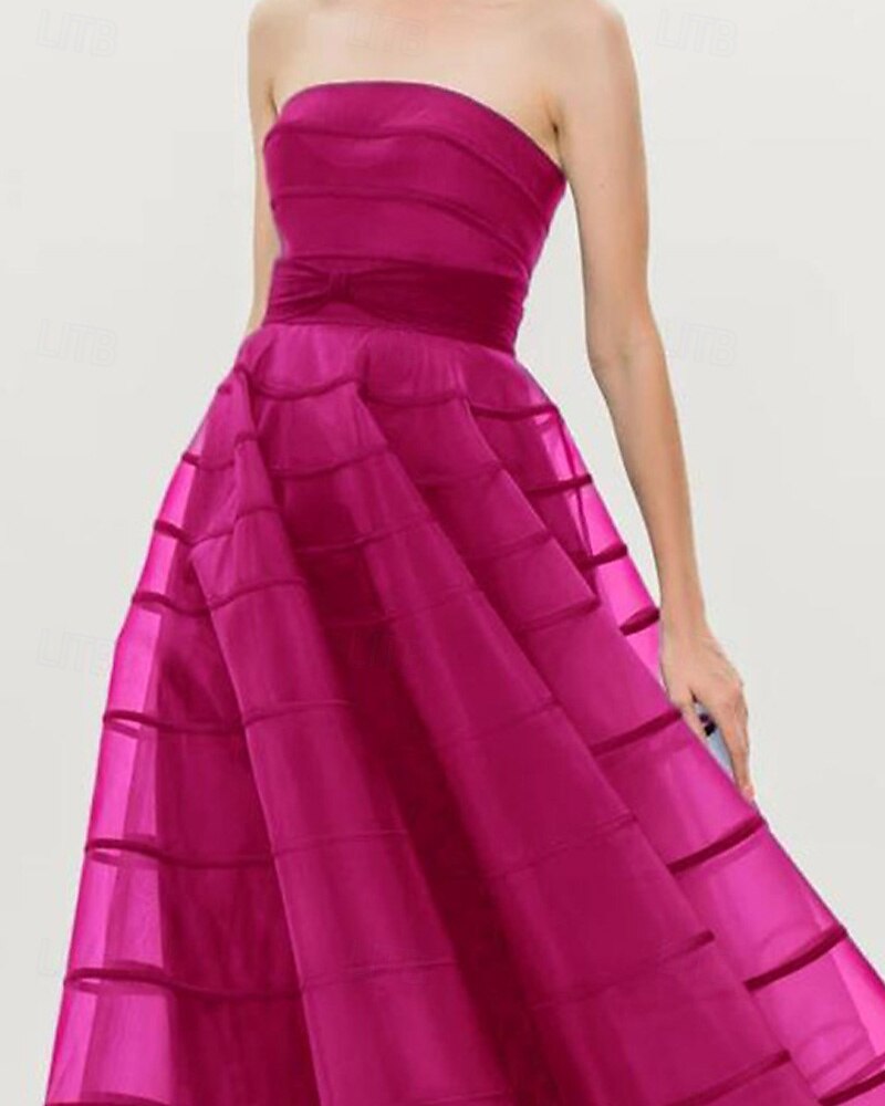 A-Linien Cocktailkleider Kreppkleid formelles Hochzeitskleid Tee-langes Maxikleid ärmellos strapless Nylon mit Schleife(n) 2025 - $159.99 –P3
