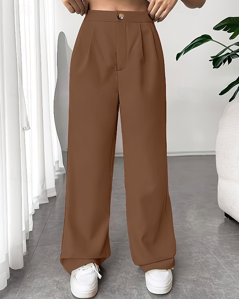 Per donna Gamba larga Pantaloni Eleganti Pantaloni Elegante Lunghezza intera Naturale Semplice Tasca Comodo All'aperto Confortevole All'aperto Ferie Weekend Verde mela Vinaccia Verde translucido del 2025 a $22.99 –P15