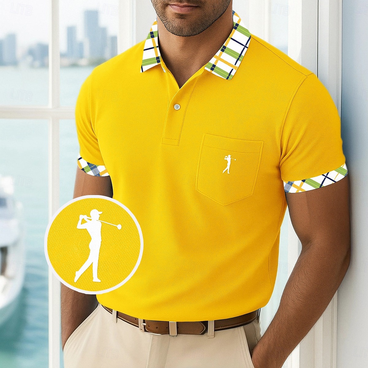 Per uomo Maglia da golf Polo Piqué Affari Casuale Colletto Polo a Coste Manica Corta Moda Essenziale Tinta unica Plaid Bottoni Logo Estate Primavera Primavera & Autunno Vestibilità regolare Giallo del 2025 a $18.99 –P5