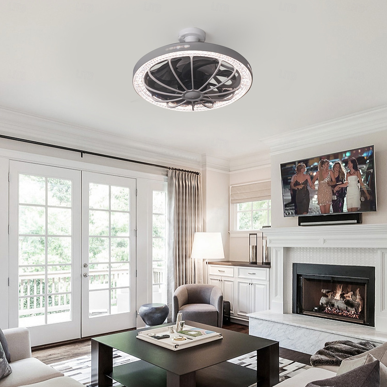 1 Pc E26/27 Socket Ceiling Fan Light Remote Control Three Color Adjustable Wind Speed Timing Adjustable Dining Room Bedroom Living Room Ceiling Fan Light 100-240v 2025 - $65.99 –P15