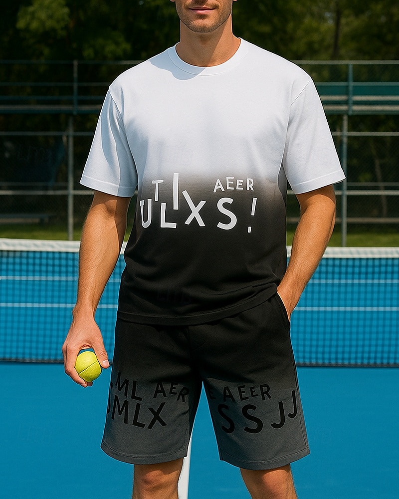 US Open Per uomo Set sportivo Camicie e pantaloncini Set da tennis 2 Maniche Corte Traspirante Yoga Tennis Golf Grafico Nero Bianco Blu Abbigliamento da tennis del 2025 a $41.99 –P3