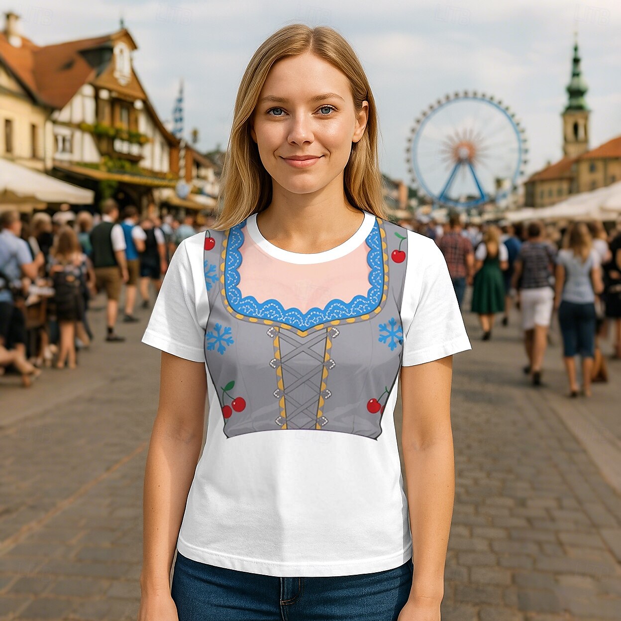 Októberi fesztivál Dirndl nyomtatás Póló bajor München Német Grafikus Kompatibilitás Női Felnőttek Októberi fesztivál 3D nyomtatás Alkalmi / Napi 2025 - $17.49 –P1