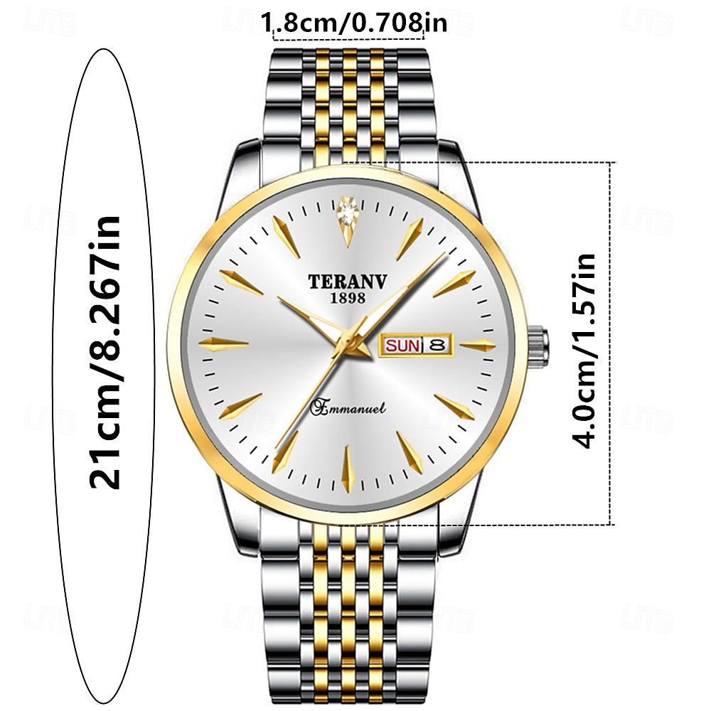 Men's Business Quartz Watch – Ultra-Thin Dual Calendar Luminous Dial, IPX7 Waterproof, Elegant Stainless Steel Strap, Stylish Gift for Professionals 2026 - $24.99 –P4
