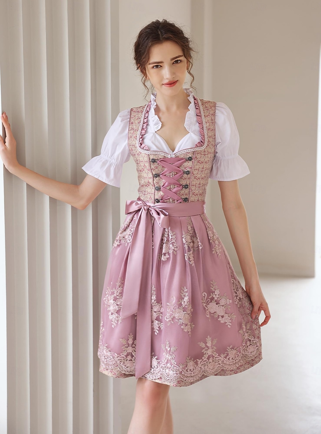 Oktoberfest Lace Dress Dirndl Dirndl Blouse Maid Bavarian German Munich Wiesn Women's Carnival Beer Festival Traditional Style Cloth 2026 - $72.99 –P6