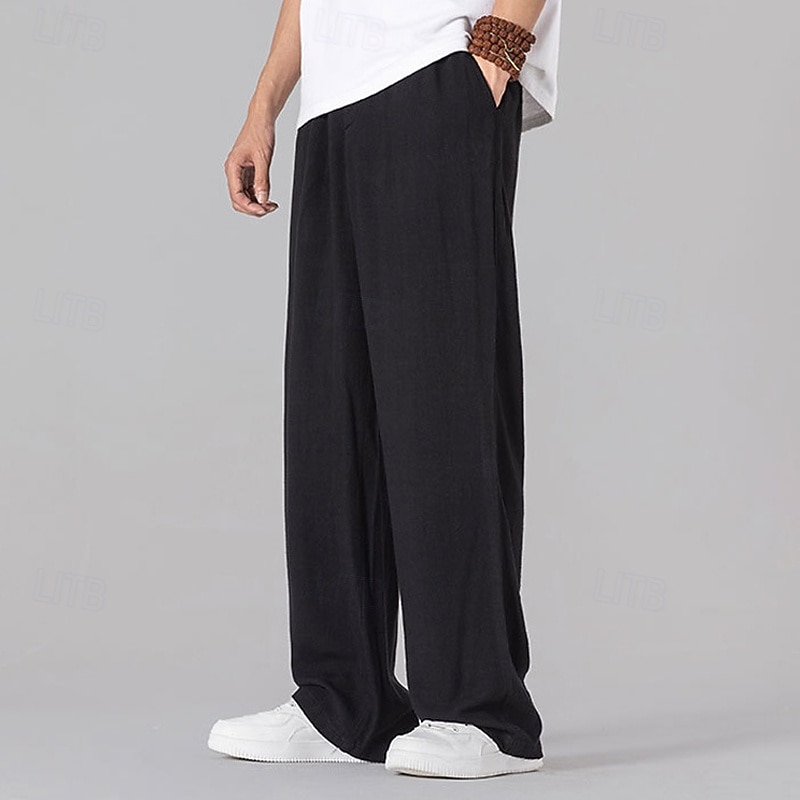 Per uomo Pantaloni di Lino Pantaloni Pantaloni Estivi Pantaloni da Spiaggia Tasca Coulisse Elastico in vita Semplice Comodità Traspirante Vacanza Quotidiano Ferie Hawaiano Boho Nero Bianco del 2026 a $21.99 –P14