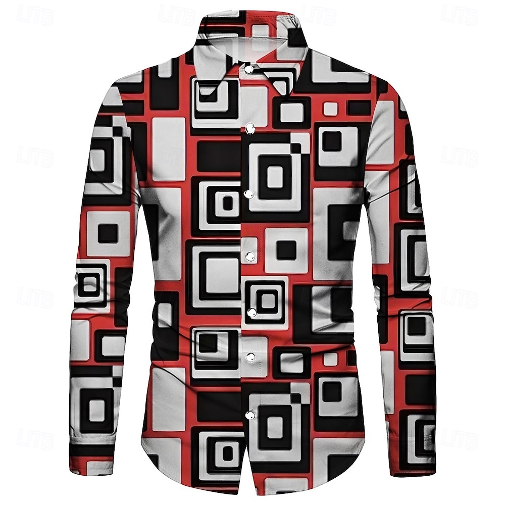 Retro / vintage 1970 Koszula Dyskoteka Geometryczny Psychodeliczny Strój na bal maskowy Męskie Halloween Karnawał Festiwal Muzyczny Parada równości Dla dorosłych Koszula 2026 - $23.99 –P3