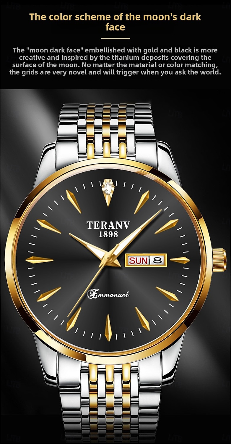 Men's Business Quartz Watch – Ultra-Thin Dual Calendar Luminous Dial, IPX7 Waterproof, Elegant Stainless Steel Strap, Stylish Gift for Professionals 2026 - $24.99 –P9