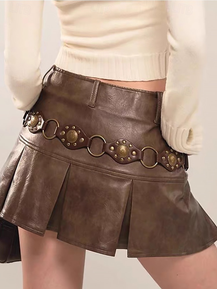Women's Bohemian Western cowboy style belt with antique brass flower buckle, Adjustable tightness, Suitable for retro fashion, Casual or festival wear 2025 - $14.99 –P5