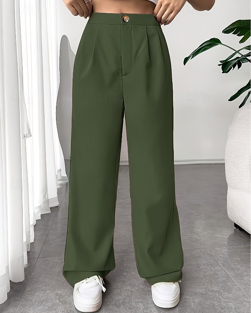 Per donna Gamba larga Pantaloni Eleganti Pantaloni Elegante Lunghezza intera Naturale Semplice Tasca Comodo All'aperto Confortevole All'aperto Ferie Weekend Verde mela Vinaccia Verde translucido del 2025 a $22.99 –P7