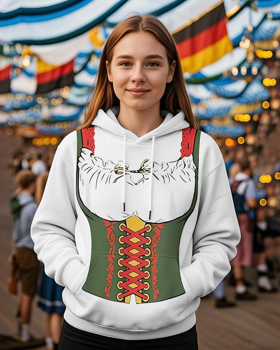 Hoodie Print Casual Bavarian Bishop Sleeve Front Pocket Graphic for Women's Adults' 3D Print  for Carnival Oktoberfest Beer Vacation Party 2026 - $29.99 –P1