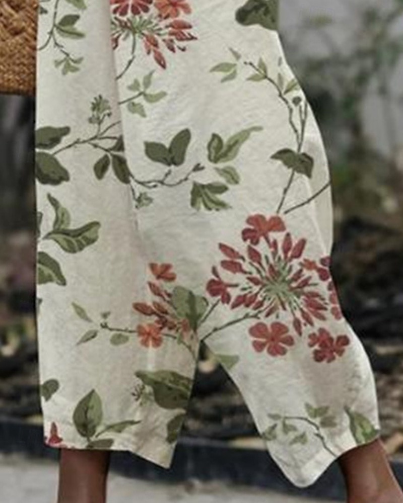 Pentru femei Pantaloni din bumbac in Pantaloni Decupați Șic Stradă Boho Lungime până la glezne Talie medie Floral Talie elastică Comfortabil Purtare Zilnică Ieșire Alb Vară Primăvară Fit regulat 2025 - $23.99 –P3