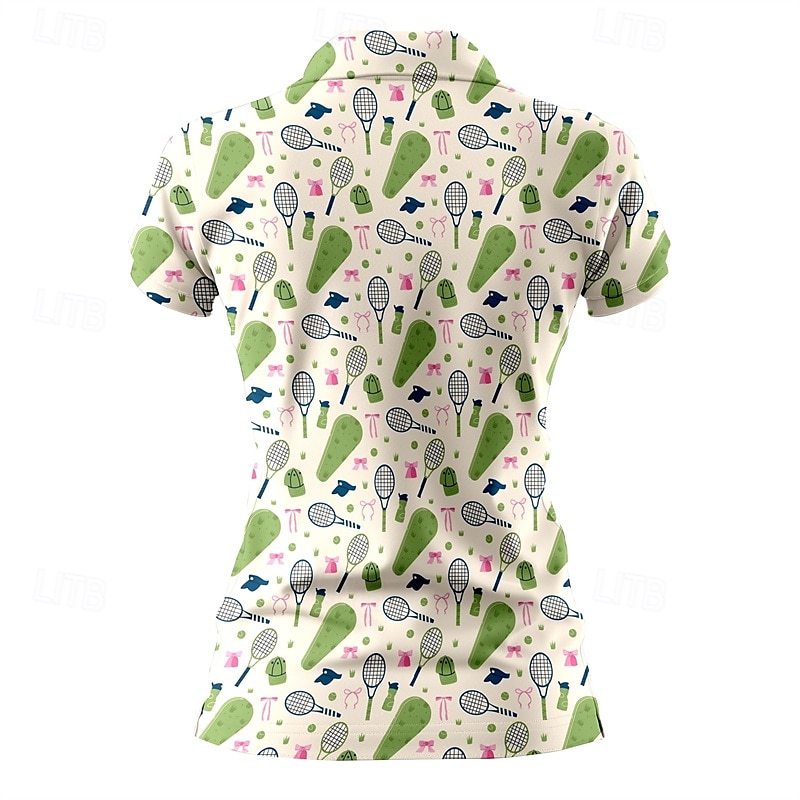 Γυναικεία Γραφική Πουκάμισο τένις Κοντομάνικο Στάμπα UPF50+ Γρήγορο Στέγνωμα Τέννις Γκολφ Μπάντμιντον Περιλαίμιο Polo Μπλουζάκι Μπολύζες Λευκό Ροζ Ουρανί Ρούχα τένις 2026 - $23.99 –P6