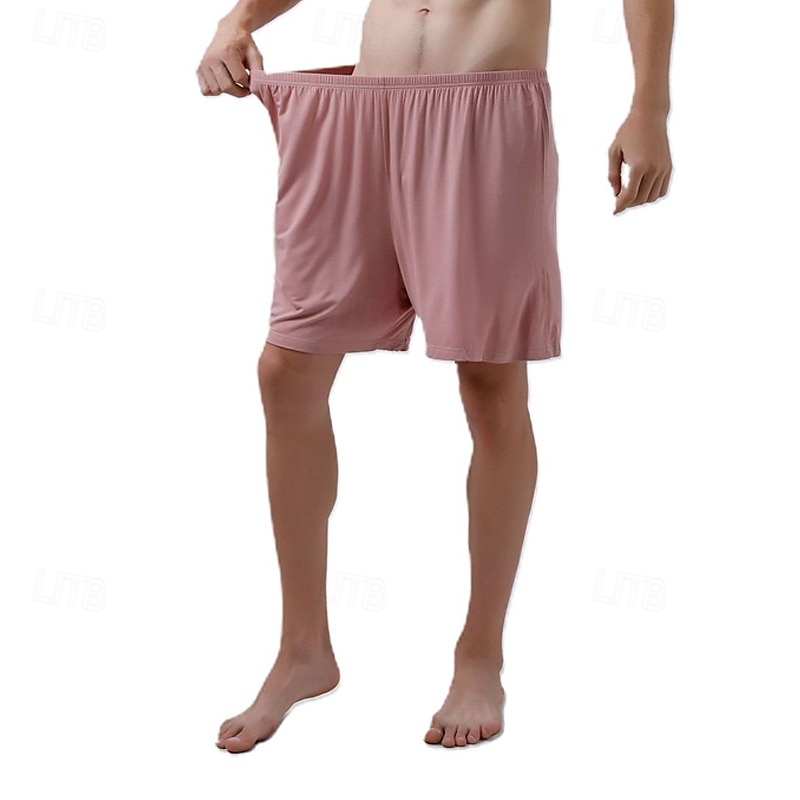 Herr Vardagsklädsel Pyjamasshorts Slät Mode Klassisk Ledigt Hem Dagligen Säng Bomull Komfort Andningsfunktion Mjuk Shorts Elastisk midja Sommar Svart Rodnande Rosa 2025 - $11.99 –P13