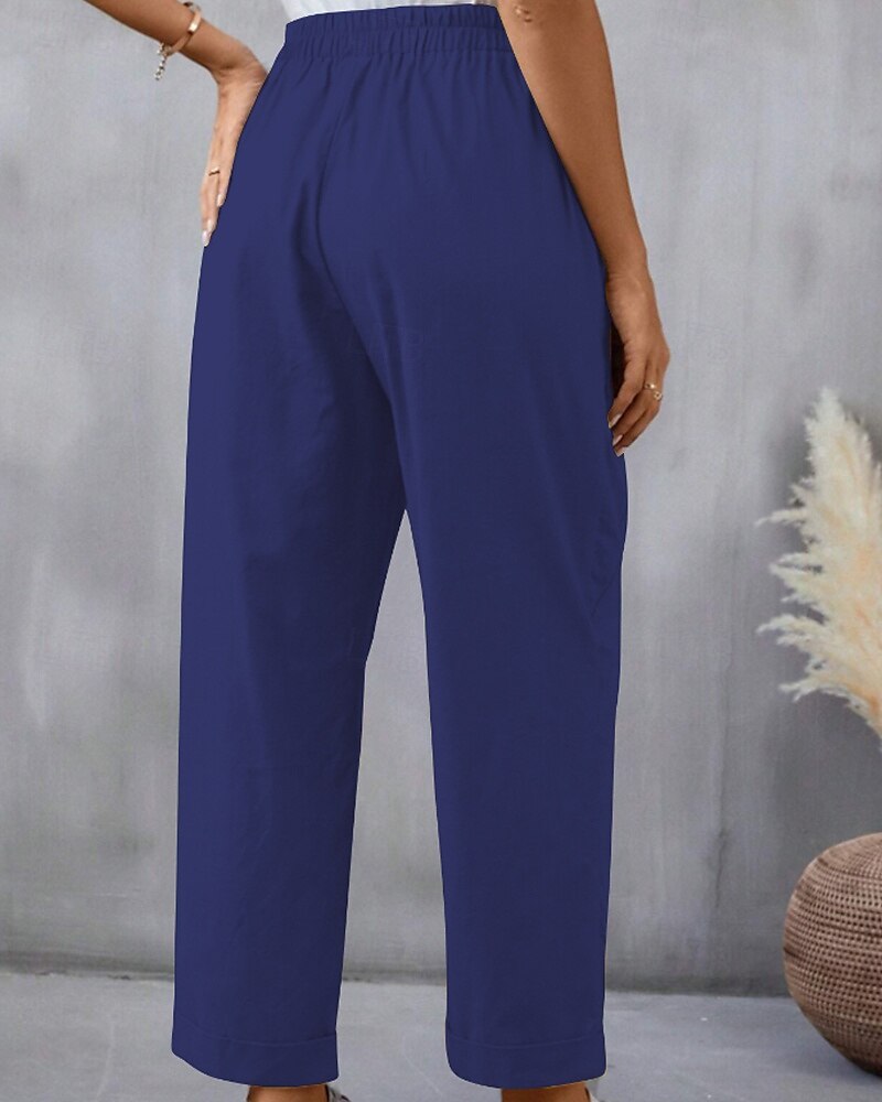 Per donna Pantaloni in cotone e lino Pantaloni Eleganti Moda Streetwear Lunghezza intera Naturale Semplice Tasca Elastico in vita Comodo Confortevole Uscire Weekend Cammello Nero Rosa Blu Estate del 2025 a $24.99 –P20