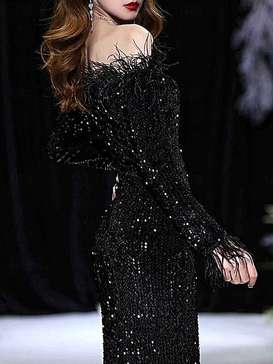 Mermaid / Trumpet Quinceanera Dresses Elegant Dress Formal Wedding Floor Length Long Sleeve Off Shoulder Sequined with Sequin 2025 - $109.99 –P5