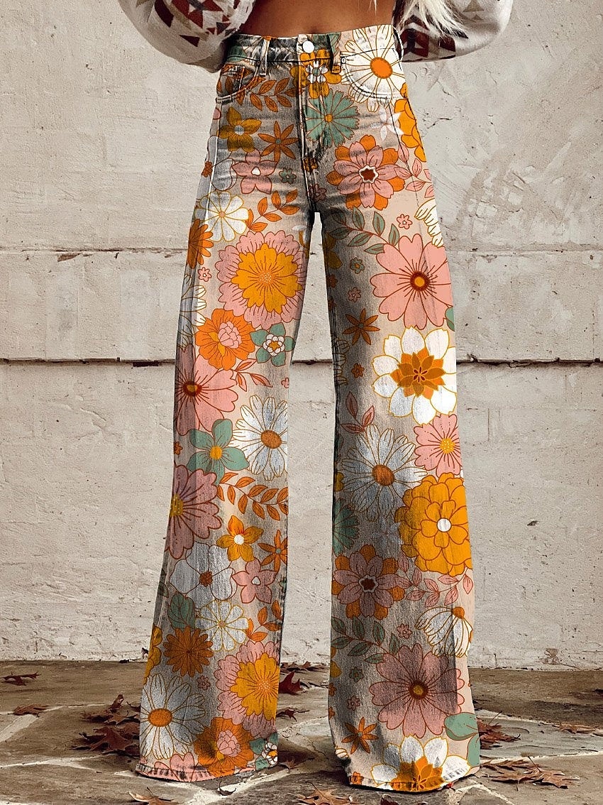 Pants Pattern Palazzo Pants 70s Retro Vintage Boho 1970s Pants