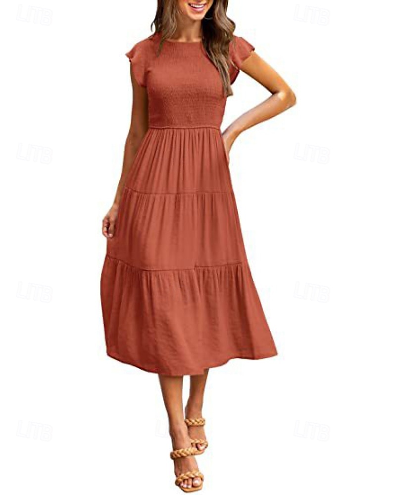 Femmes Robe Midi Robe Blanche Robe de remise des diplômes Mode Anniversaire Date Fête du thé Coupe régulière Uni Sans manches Col ras du cou Noir Blanche Vert Claire Vert Véronèse Été de 2025 ? $25.99 –P9