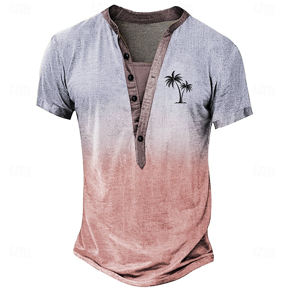 Herren Farbverlauf T Shirt Henley Hemd T-Shirt Kurzarm Designer Basic Klassisch Outdoor Lässig Täglich Sommer Blau Purpur Grün Henley Henley T-Shirt 2025 - $20.99 –P3