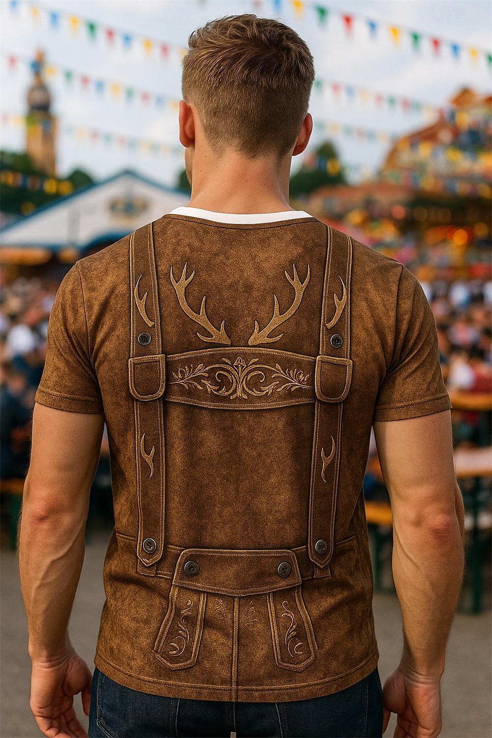 Οκτόμπερφεστ Ελάφι Εκτύπωση Lederhosen Κοντομάνικο βαυάρος Μόναχο Γερμανικά Γραφικό Για Ανδρικά Ενηλίκων Μπύρα Oktoberfest 3D εκτύπωση Φεστιβάλ 2025 - $17.49 –P2
