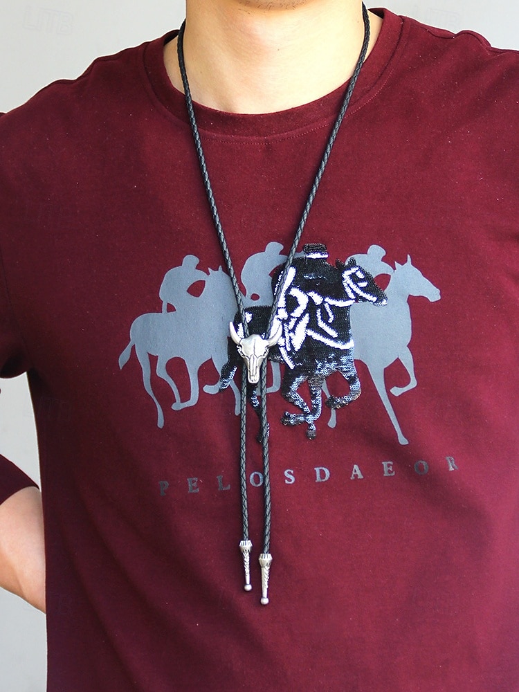 Miesten häränpään muotoinen bolo-kaulakoru – lännentyylinen lehmänkallo-riipus punotulla nahkanauhalla, vintage-cowboy-tyylinen asuste country-konsertteihin, rodeoihin ja jokapäiväiseen käyttöön 2026 - $9.99 –P3
