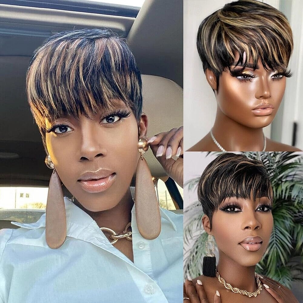 perucas curtas bob para mulheres negras peruca sintética corte pixie peruca com franja de 2025 por $24.99 –P2