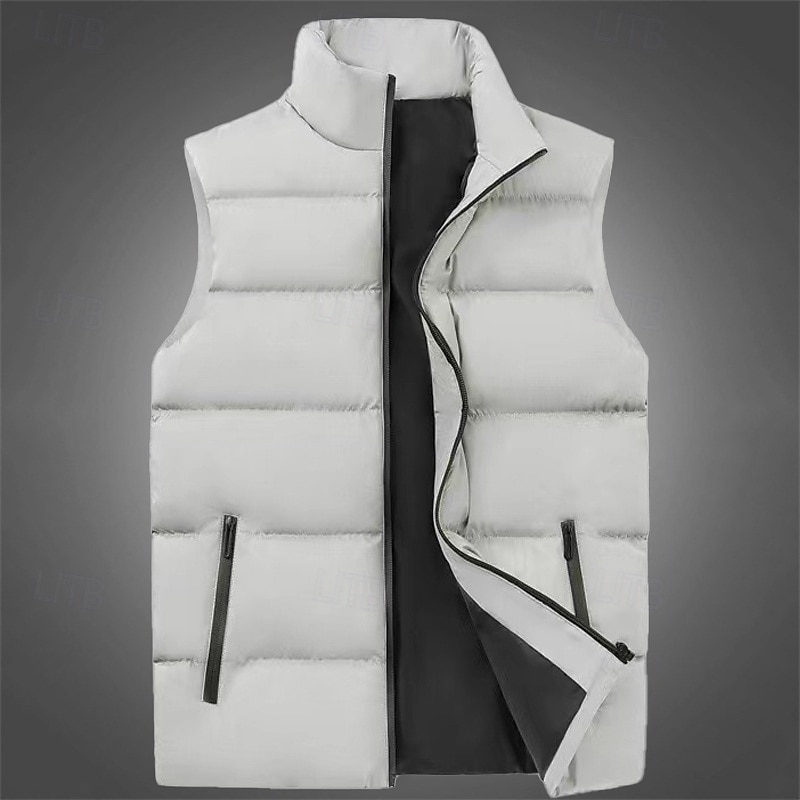 Herr Pufferväst Gilet Quiltad väst Semester Dagligen Datum Mode Ledigt Höst vinter Ficka Polyester Håller värmen Bekväm Ensfärgat Dragkedja Hög krage Normal Svart Vin Rubinrött Blå Väst 2025 - $23.99 –P8
