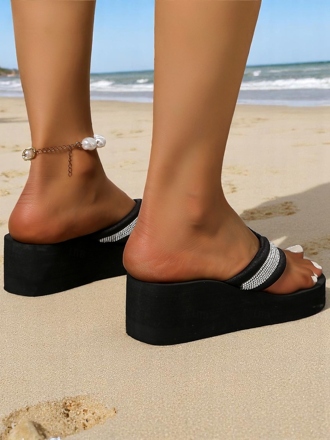 női platformos flip-flop szandálok strassz pántokkal – kényelmes strandszandálok nyaraláshoz és nyári viseletre 2025 - $14.99 –P3