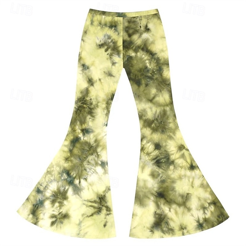 Retró Boho 1970-es évek Bell Bottoms nadrág fellángoló nadrág Diszkó Nyakkendő színezés Magas derék Pszichedelikus Női Mindszentek napja Farsang Vakáció zenei fesztivál Fesztivál Felnőttek Nadrágok 2025 - $21.99 –P2