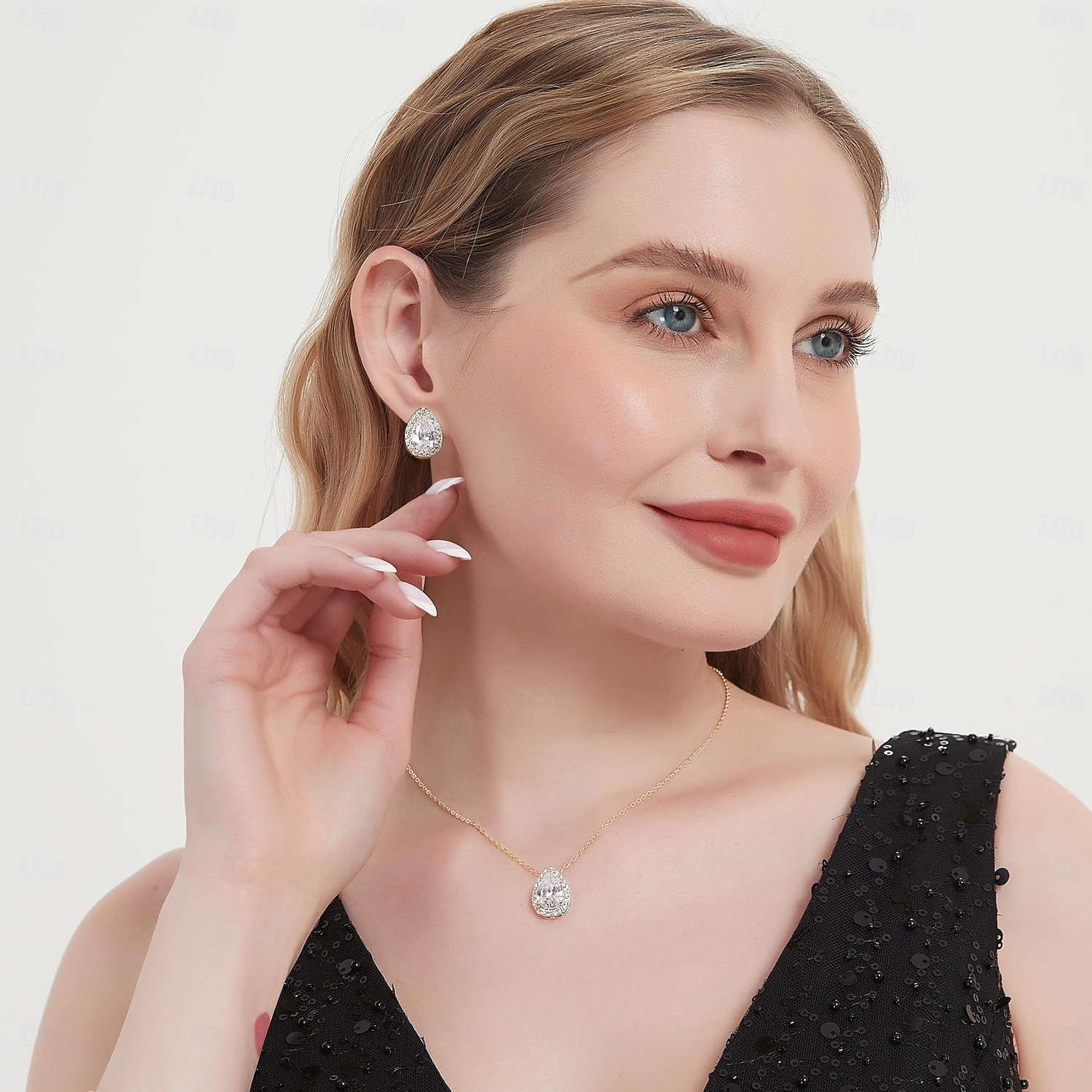 Brudesmykkesett 1 sett zirkon strass øredobber halskjede armbånd dame elegant stilig søtt smykkesett til bryllup spesiell anledning fest aftenantrekk 2025 - $41.99 –P4