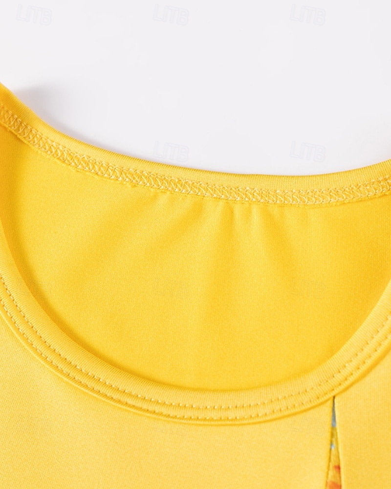 Kinder Mädchen Kleid Farbblock Ärmellos Outdoor Patchwork Niedlich Basic Baumwolle Knielang Freizeitkleid Sommer Ab 4 Jahren Gelb 2026 - $12.49 –P8