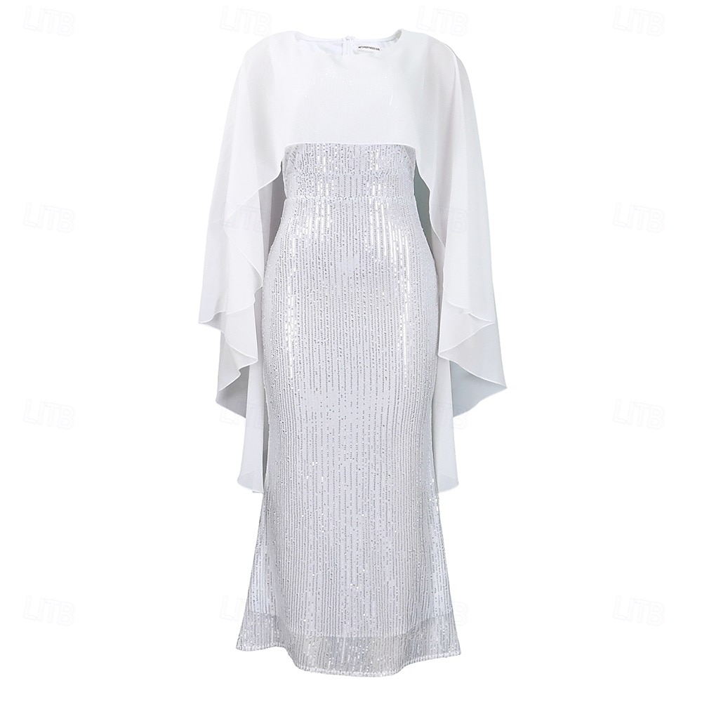 Kleid Mutter der Braut Kleid Elegantes Rundhals Bodenlänglich Chiffon 3/4 Ärmels mit Pailletten 2025 - $69.99 –P15