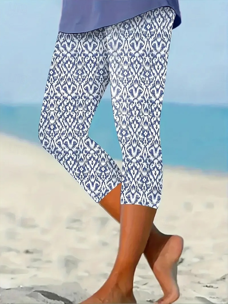 Mulheres Calças Capri Leggings Férias Vintage Moda Comprimento da panturrilha Cintura Alta Gráfico Poá Listrado Estampado Respirável Macio Com Stretch Ao ar livre Férias Rua Preto & Branco Cinzento de 2025 por $18.99 –P5