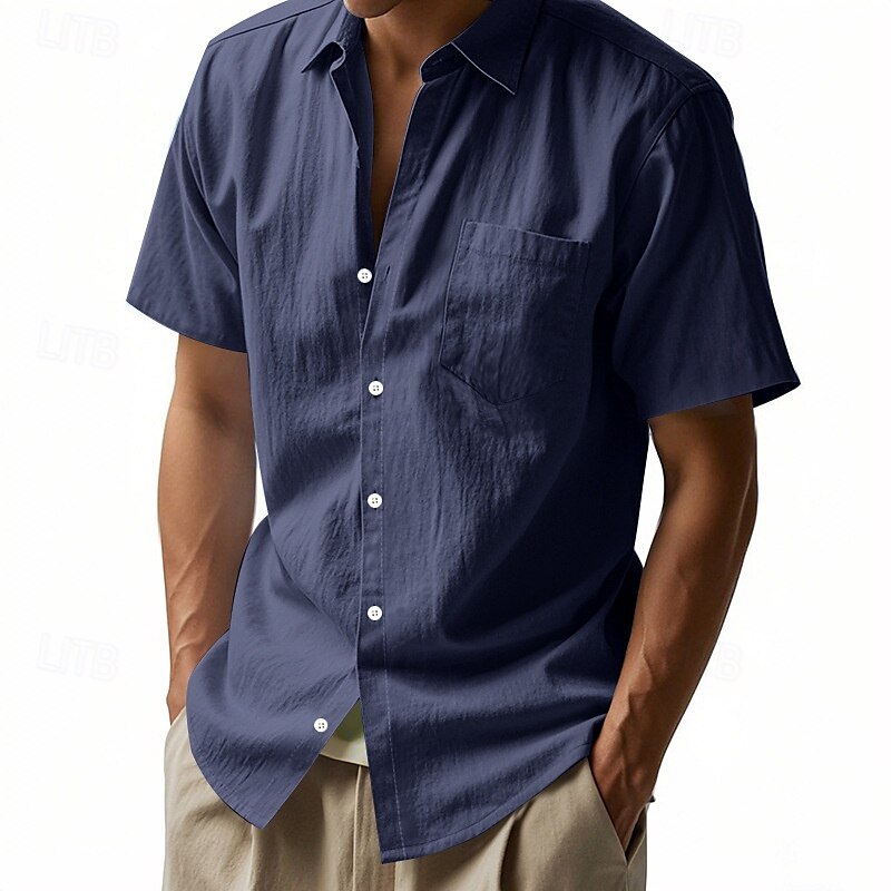 Per uomo Camicia Camicia di lino Camicia casual Camicia con Bottoni Camicia di cotone Semplice Vacanza Streetwear Giallo scuro Nero Bianco Blu marino Manica Corta Collo ripiegato Estate Abbigliamento del 2025 a $18.99 –P10