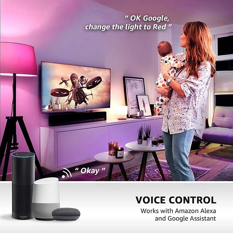 1 Pc Wifi Smart Light Bulb E26/27RGB Color Change 9W850LM Voice Remote Control Dimming Compatible with Alexa Google 2025 - $16.49 –P3