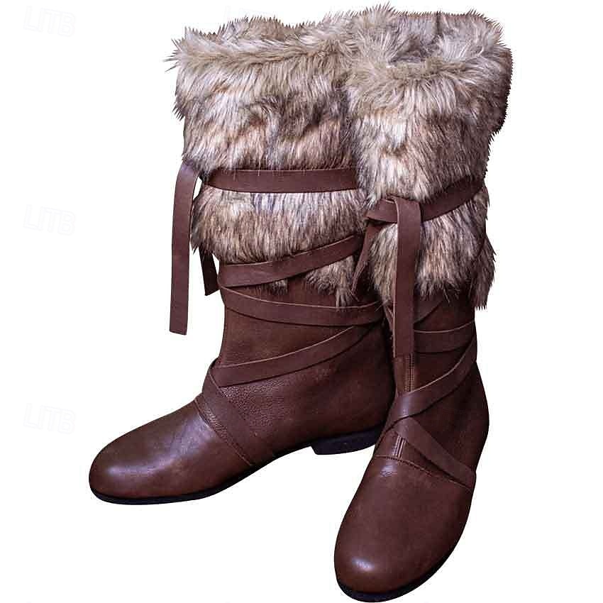 Mittelalterlich Renaissance Schuhe Kniehohe Stiefel Flache Jazzstiefel Pirat Wikinger Kreuzritter Kostüm Herren Keltisch Seeräuber Halloween Maskerade Leistung Party & Abend LARP Erwachsene Schuhe 2026 - $79.99 –P5